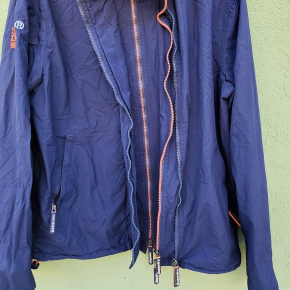 Mens Blue Superdry Technical Windhiker 3 Zipper Jacket - Picture 3 of 7